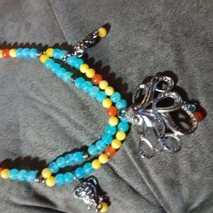 Colorful Beaded Necklace with Octopus Pendant